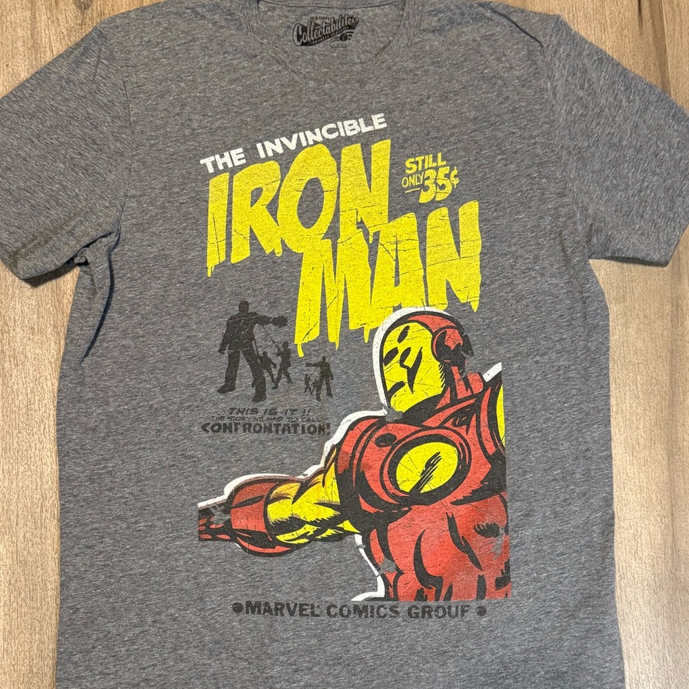 Marvel Gray and Yellow Iron Man Short Sleeve Tee